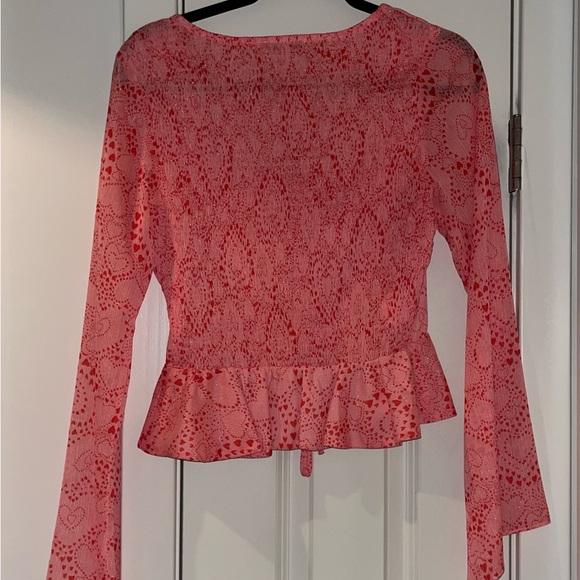 Pink Heart Patterned Women's Top - Picture 2 of 2